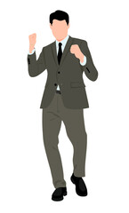 Business winner. Full length of happy young man in formal wear celebrating, gesturing, keeping arms raised and expressing positivity.