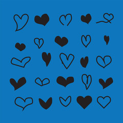 Hand drawn hearts. Design elements for Valentine's day