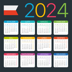 2024 Calendar - vector template graphic illustration - Polish version