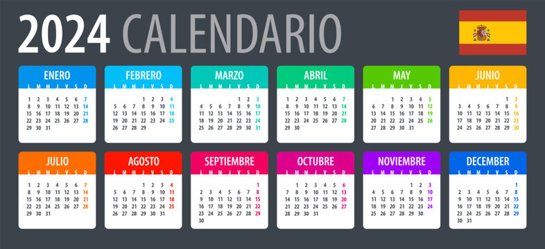 2024 Calendar - vector template graphic illustration - Spanish Version