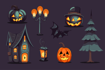 Dark halloween cartoon decoration