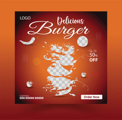 Food menu banner social media post, Food social media promotion and instagram post design template, Fast food restaurant business marketing social media post or web banner template design with abstrac