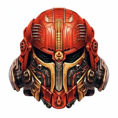Workshop Space Marine Helmet in Samurai Style Isolated on White Background. Generative ai