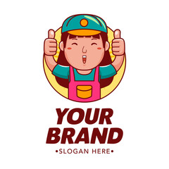 Woman Painter Cartoon Character Logo Vector Template