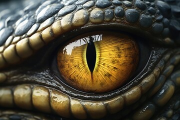Close up eye of crocodile, Dinosaur.