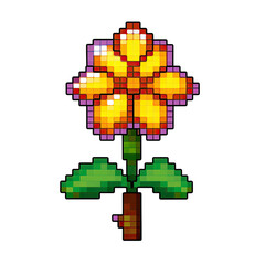 Obraz premium Pixel flowers art cute beauty colorful 8 bit cartoon retro game style
