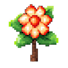 Fototapeta premium Pixel flowers art cute beauty colorful 8 bit cartoon retro game style