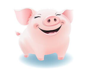 Cute cartoon pig laughing cartoon vector illustration