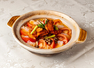 Huai Yang Yu Liquid Soaked Dragon Grouper Belly served dish isolated on background top view of hong kong chinese food