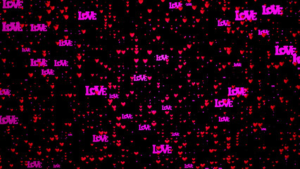 Valentine's Day background with lots of red hearts. 3D render illustration.