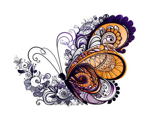 ai generated illustration half flower and half butterfly