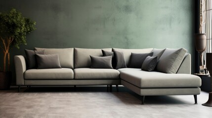 A Photo of Contemporary L - shaped Sofa with Soft Cushions. created with Generative AI technology