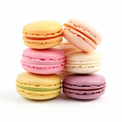 Obraz premium Multicolored sweet macarons isolated on white background