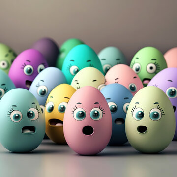 ai generated illustration colorful easter egg with emotion expression