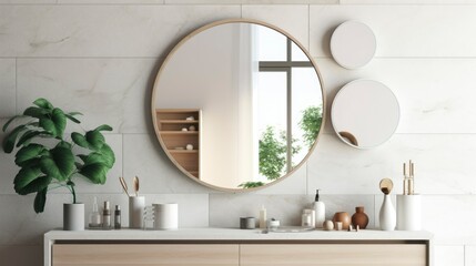 A Photo of Minimalist Wall Mirror with Clean and Simple Design. created with Generative AI technology