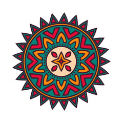 Vector hand drawn mandala with colorful tribal ornament.