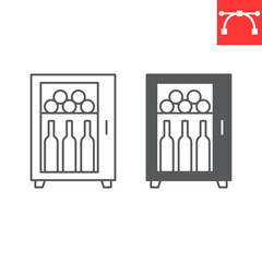 Wine fridge line and glyph icon, drink and alcohol, refrigerator with bottles vector icon, vector graphics, editable stroke outline sign, eps 10.