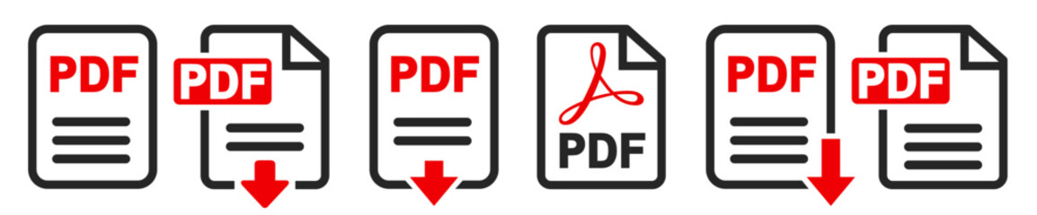 Pdf file download icon. The PDF icon. File format symbol flat sign – vector