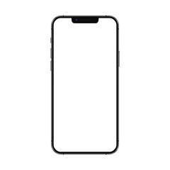 Black smartphone mockup with white empty touch screen. Detailed mockup smartphone, model mobile front view - stock vector