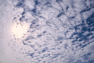 Blue sky full of white clouds, sunny day