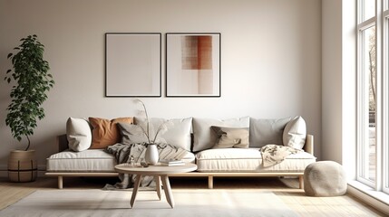 A Photo of Minimalist Scandinavian Style Living Room with Neutral Tones, created with Generative AI technology