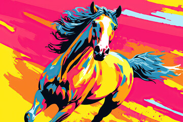 running horse in style of pop art, ai generated