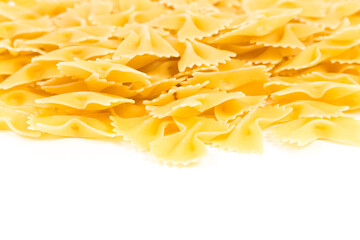 Uncooked farfalle pasta