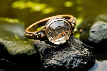 Holiday at beach - lost ring. Generative AI.