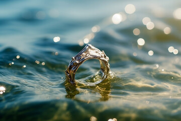 Holiday at beach - lost ring. Generative AI.