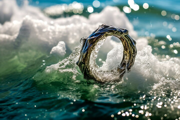 Holiday at beach - lost ring. Generative AI.