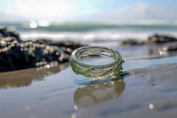 Holiday at beach - lost ring. Generative AI.