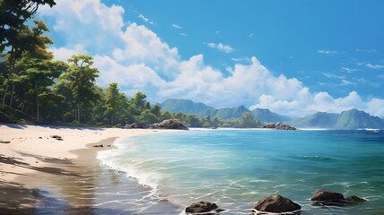 beautiful beach, hyper realistic, ultra detailed