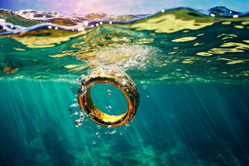 Holiday at beach - lost ring. Generative AI.