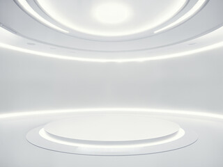 empty white big open industrial hall 3d render illustration
