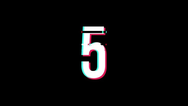 Countdown numbers with glitch effect. Glitch effect countdown.