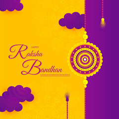 Rakhi Festival Background Design with Creative Rakhi and Colorful Illustration - Indian Religious Festival Raksha Bandhan Background Vector Illustration