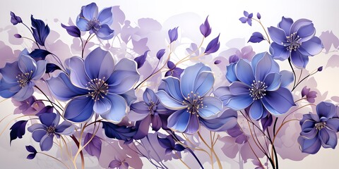 Blue flowers, generative ai