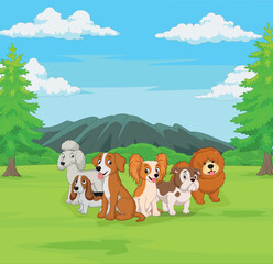 Obraz na płótnie Canvas Cartoon Cute Pack of DOGS