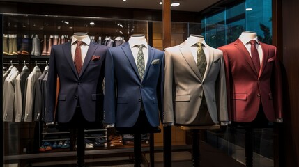 A selection of formal wear and business attire on display. created with Generative AI technology