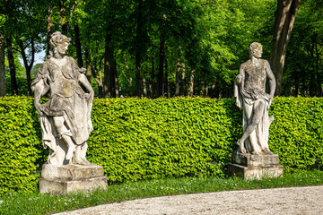 Classical sculptures in Court Garden, Hofgarten in the city of Bayreuth, Bavaria, Germany