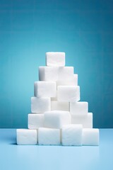 A pile of white sugar cubes sitting on top of each other.