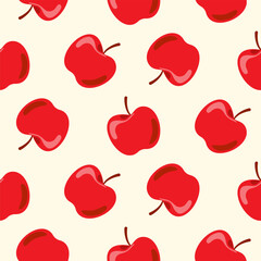 Seamless pattern of doodle apples on isolated background. Hand drawn background for Autumn harvest holiday, Thanksgiving, Halloween, seasonal, textile, scrapbooking, paper crafts.