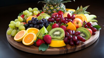 A beautifully arranged fruit platter with a variety of fresh fruits. created with Generative AI technology