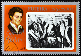 Postage stamp Fujeira 1972 Gerard Philipe (1922-1959), was French film actor, movie star