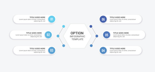 Six 6 Steps Options Round Infographic Template Design