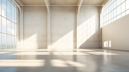 A large room with a lot of windows. Digital image.