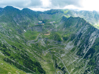 Fototapeta na wymiar Landscape from Fagaras mountains - Romania. View of the Transfagarasan road