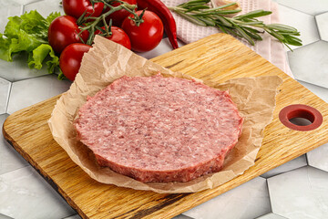 Raw beef uncooked burger cutlet