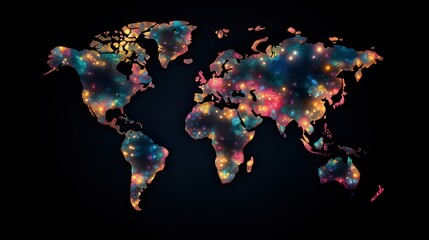 world map with light