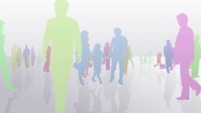 family holiday people park silhouette town city concept CG background